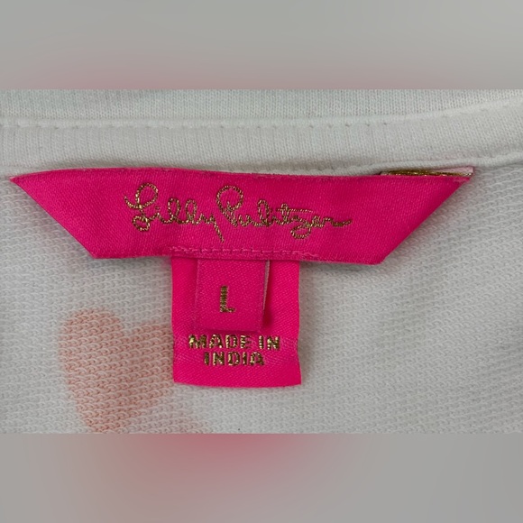 Lilly Pulitzer | Jansen Cotton Sweatshirt | Multicolor Hearts | Women’s Large - Picture 6 of 11